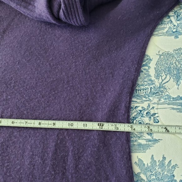 Athleta Cashmere Teton Funnel Cowl Neck Long Sleeve Purple Tunic Sweater - Picture 7 of 10